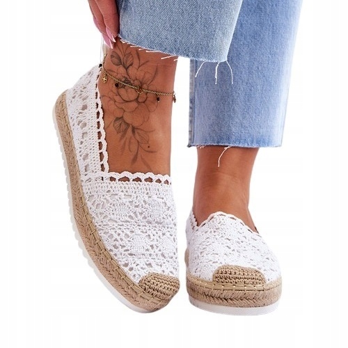 

Koronkowe Wsuwane Espadryle Białe Blanco 40