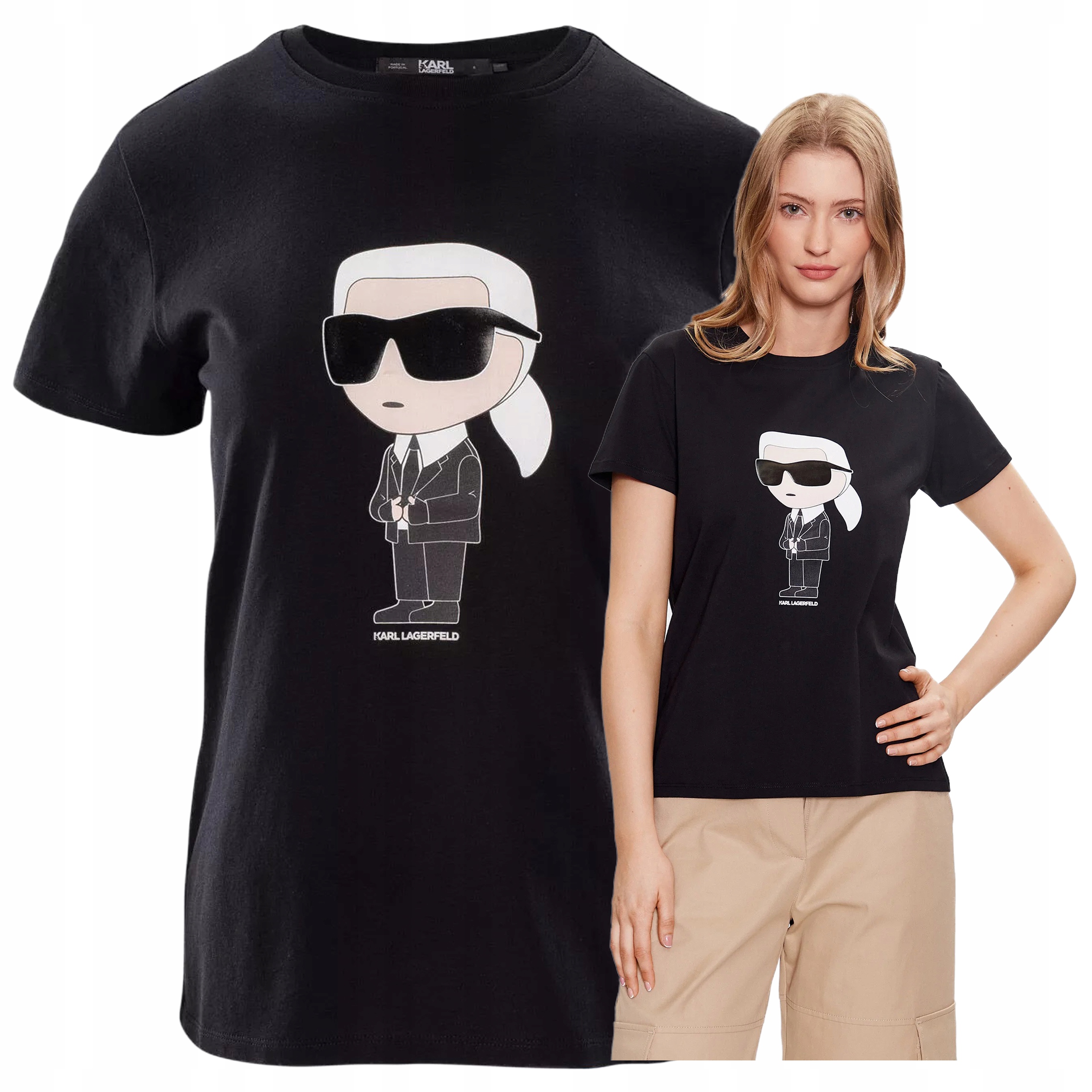 Karl Lagerfeld Tričko Dámské bavlněné tričko Černá Velké logo vel. M