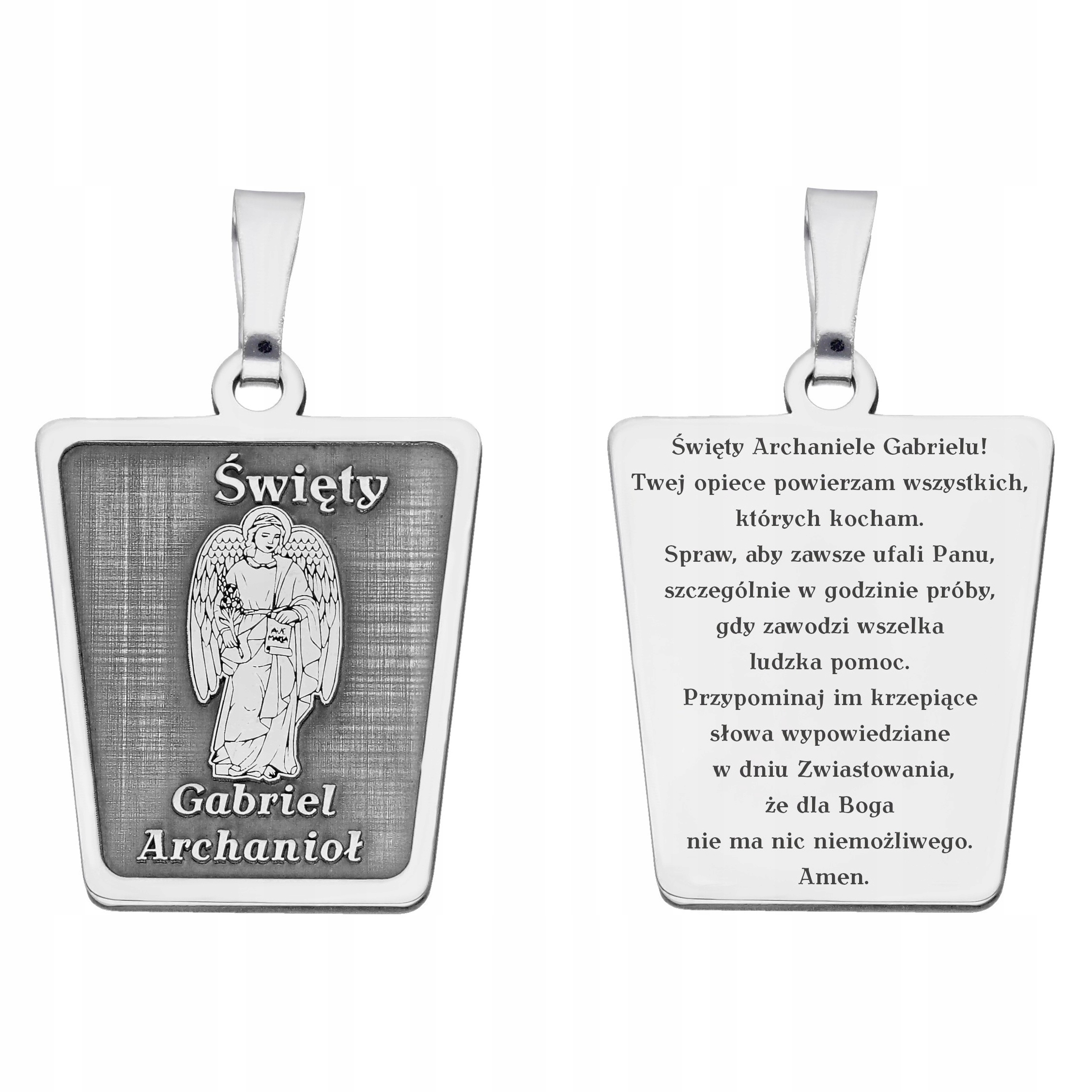 Stříbrný medailon Ag 925 rhodiovaný Svatý Gabriel Archanděl MDC103R