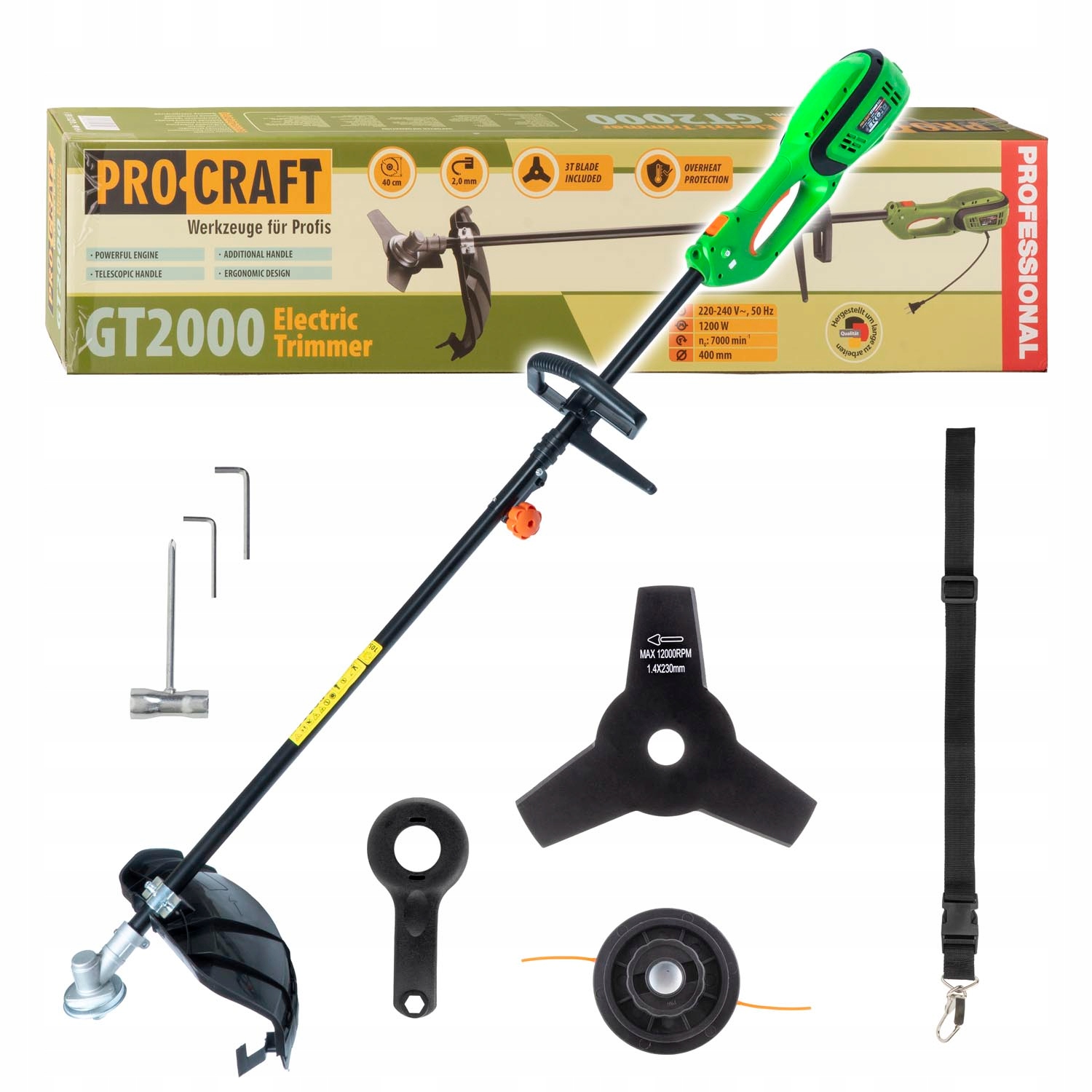 Elektrický krovinorez Procraft GT2000 1.2kW