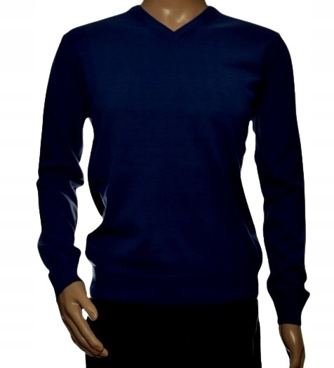 Pánský svetr se špicí z merino vlny a kašmíru, barva: námořnická modrá, 203