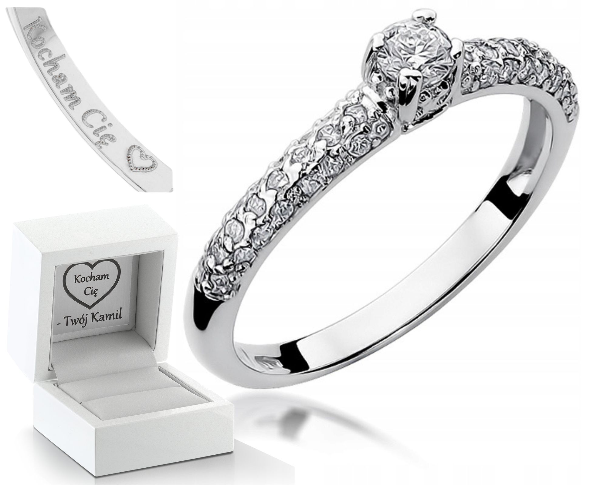 Prstýnek Diamanty Brilianty Bílé Zlato Gravírování