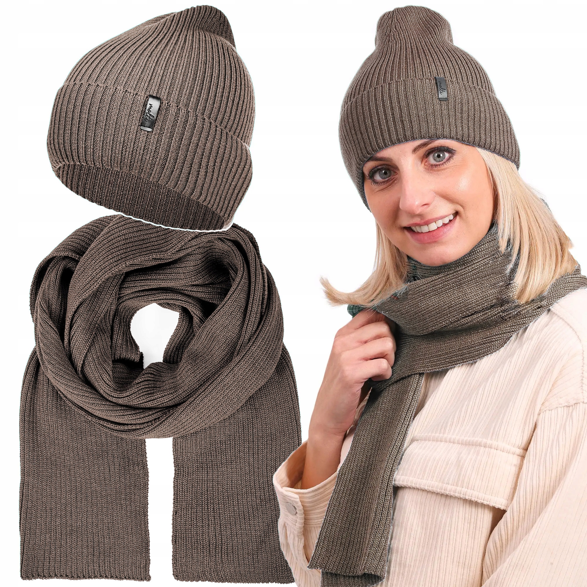 Zimní komplet čepice šála podzim dámská Teplá merino vlna 58-62