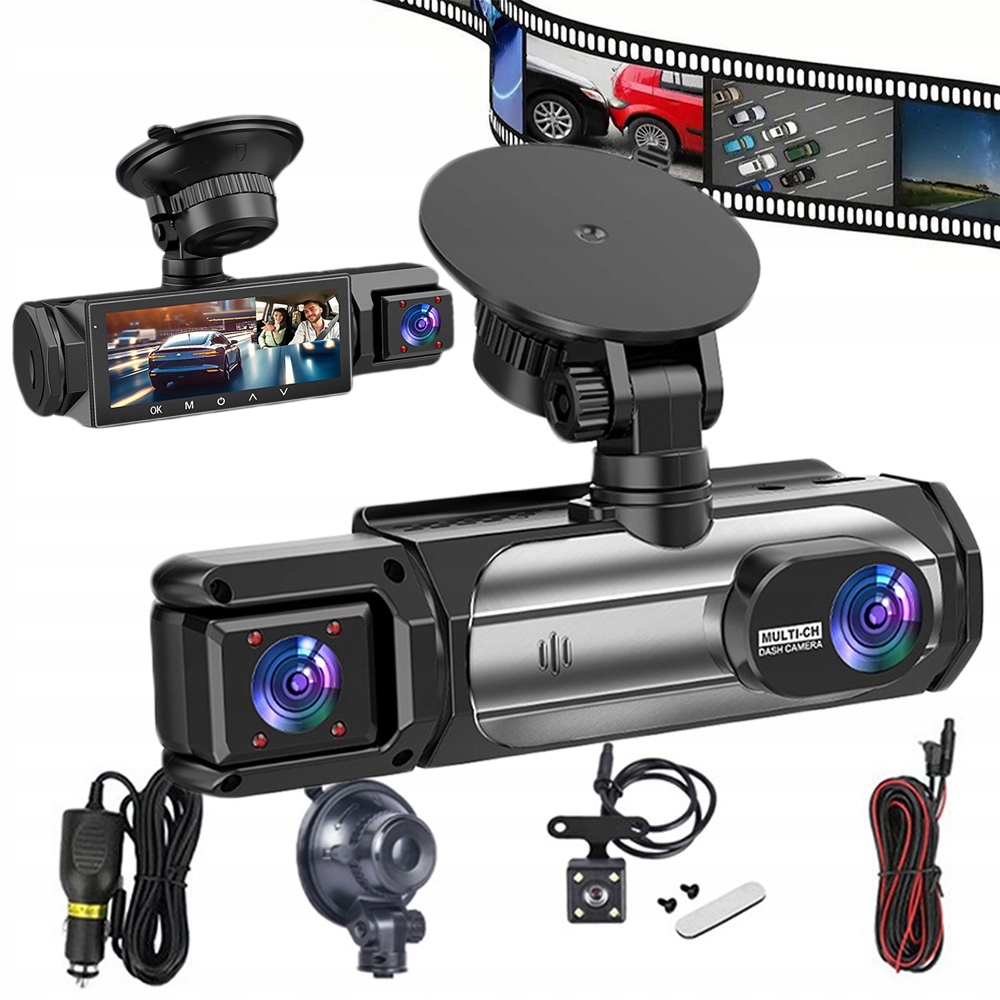 Automobilová – přední-zadní a vnitřní kamera, 1080P, s nočním viděním