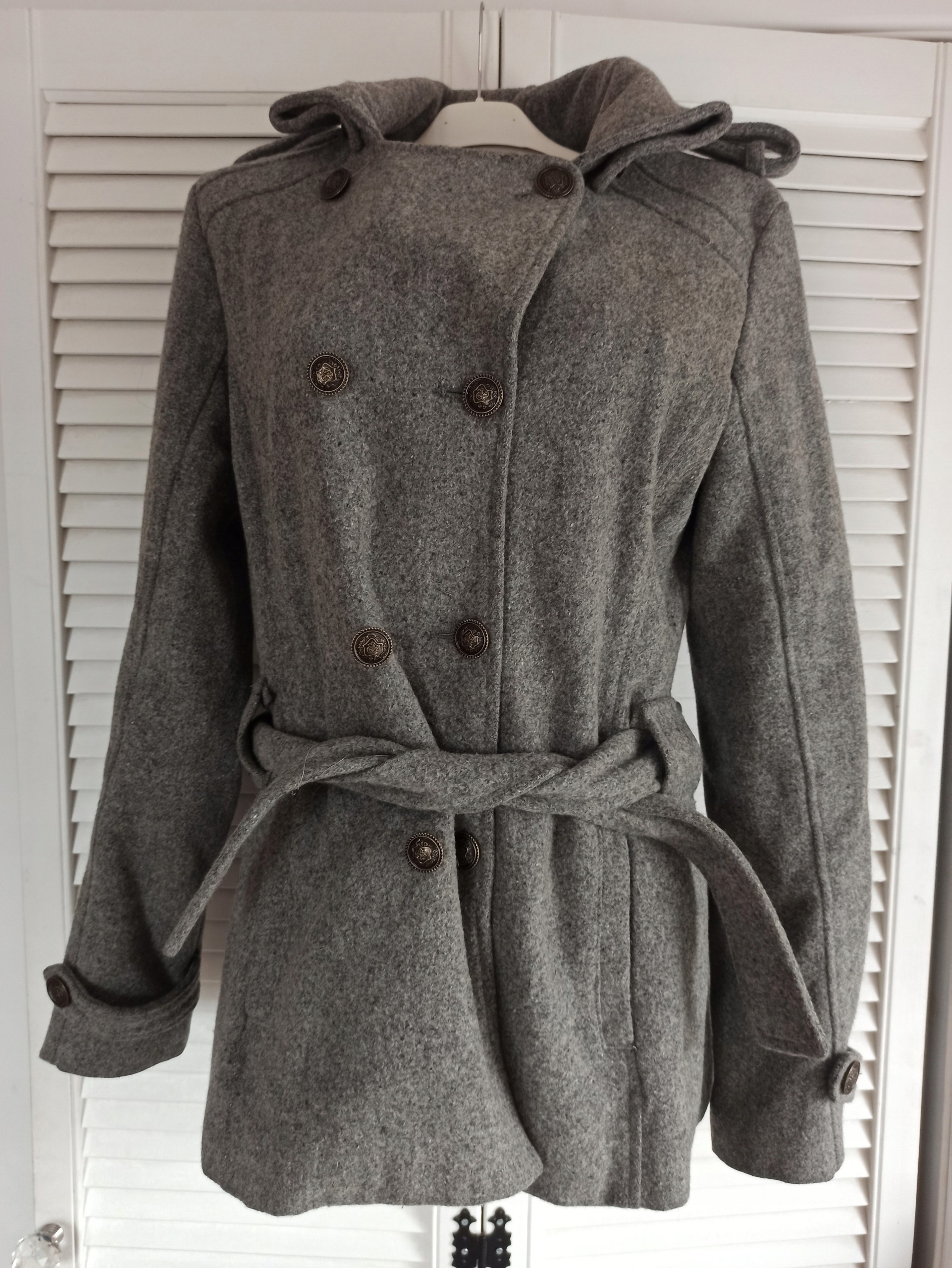 DAMSKI SZARY PŁASZCZYK CHILLI PEPPER 65% WEŁNA M