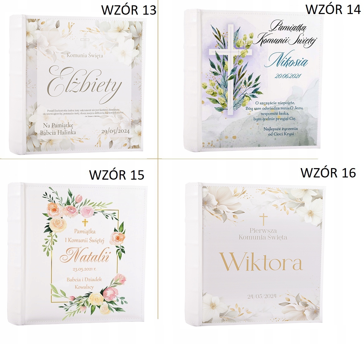 ALBUM Pamiątkowy Prezent komunijny Pierwsza Komunia Święta DUŻO WZORÓW Kolor biały
