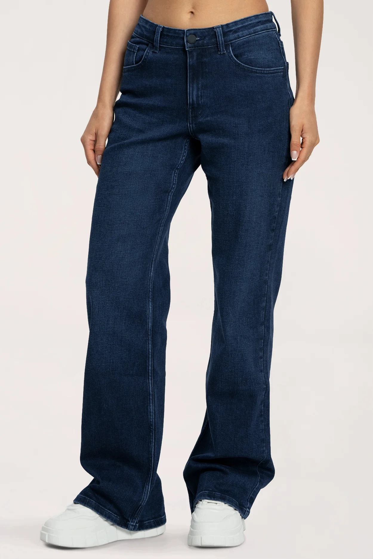 Gym Glamour Jeansy wide s nízkým pasem navy blue long vel. L