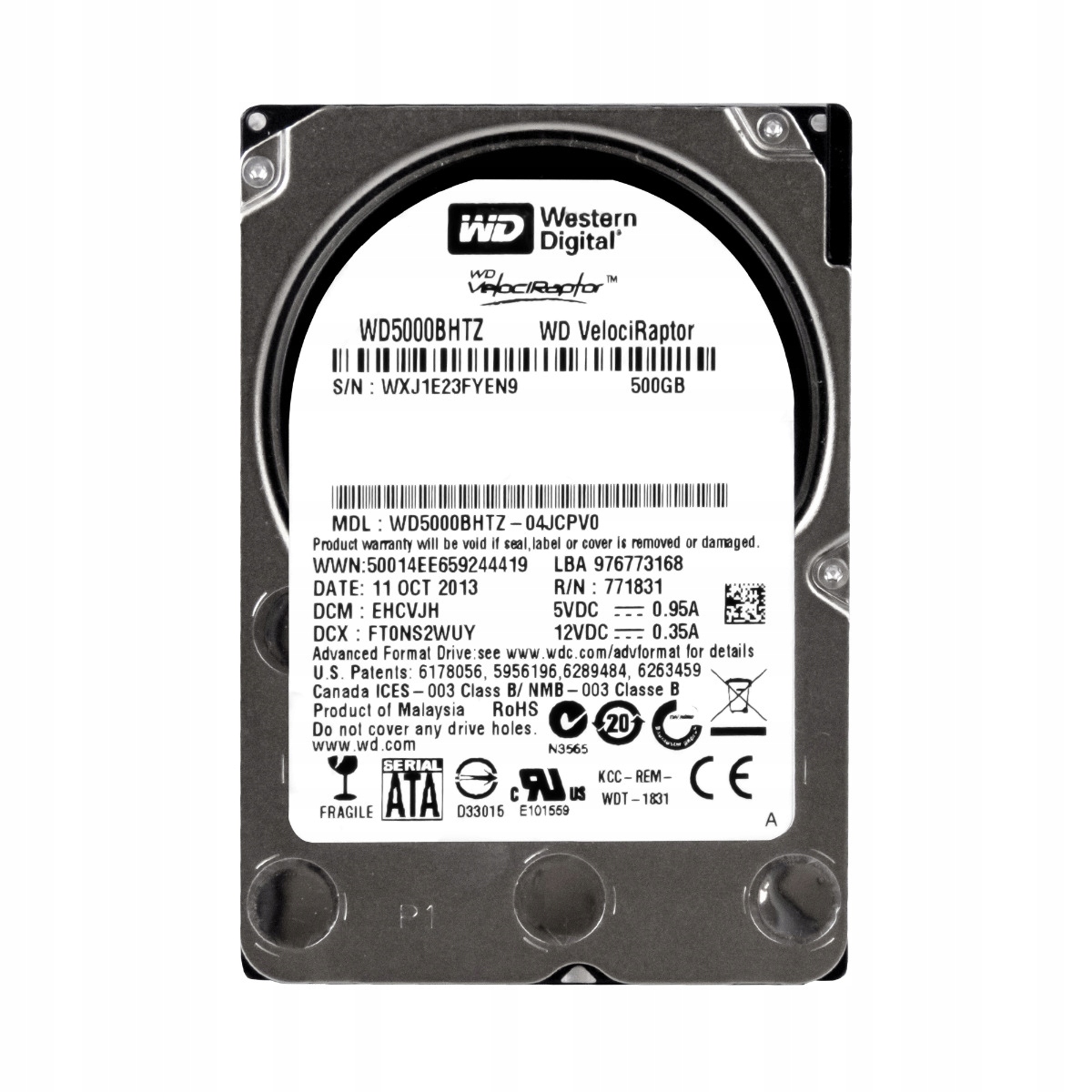 Wd Velociraptor 500GB 10K 64MB Sata III 2.5'' WD5000BHTZ