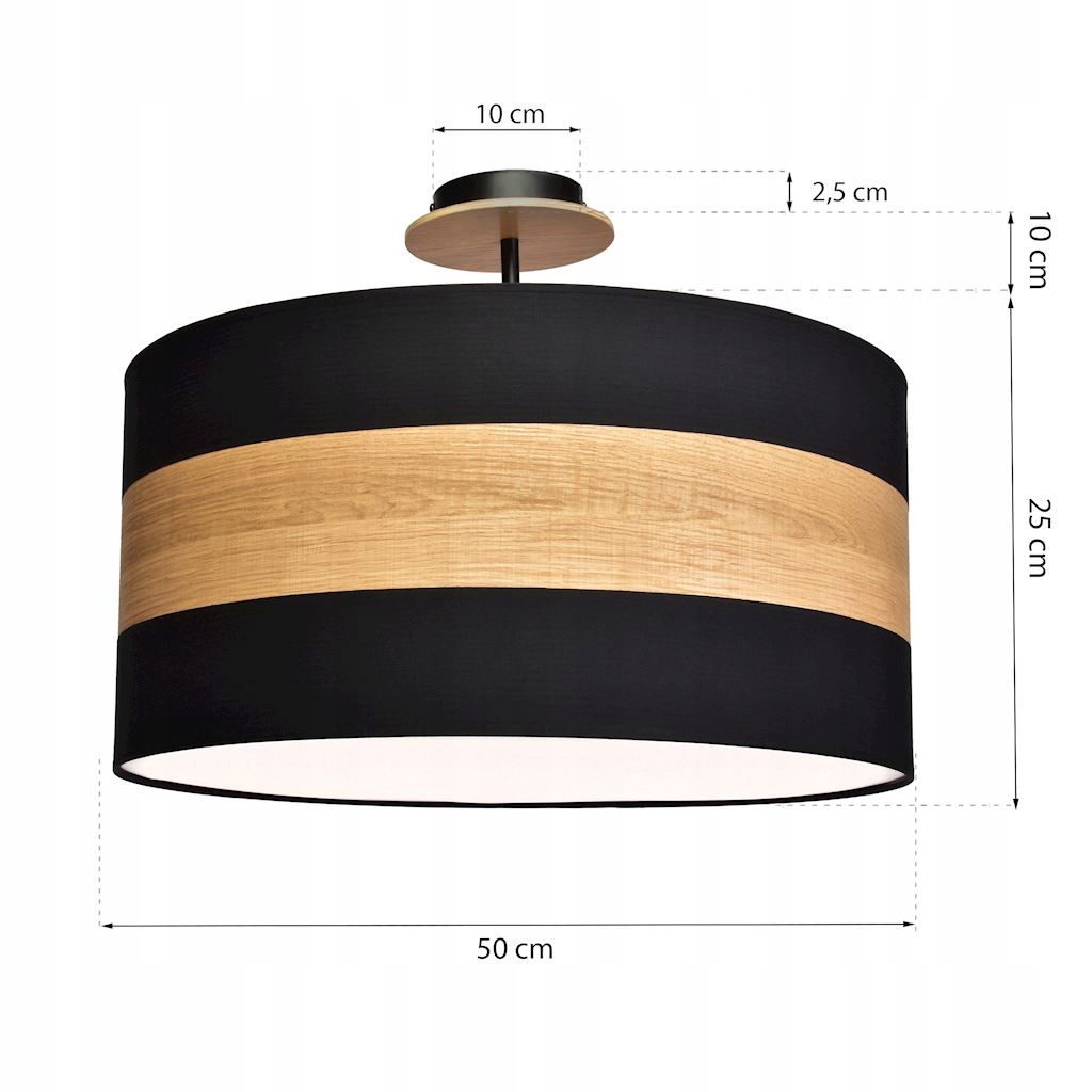Lampa sufitowa wisząca Zwis Plafon BLACK/DREWNO Kolor czarny
