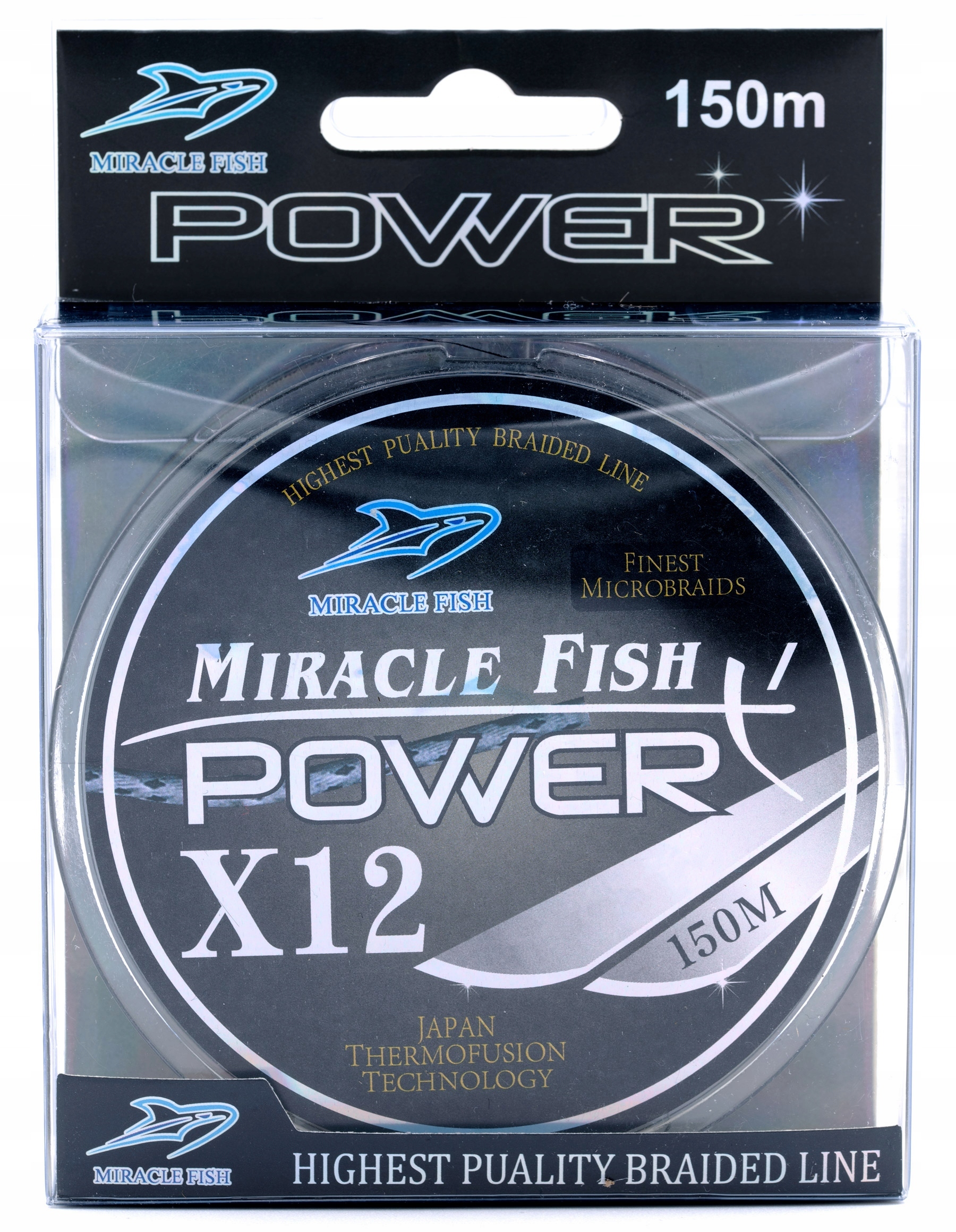 PLECIONKA OCTA BRAID POWER X12 BLACK 0,18mm 150m||- Model Power Miracle Fish X12 czarna