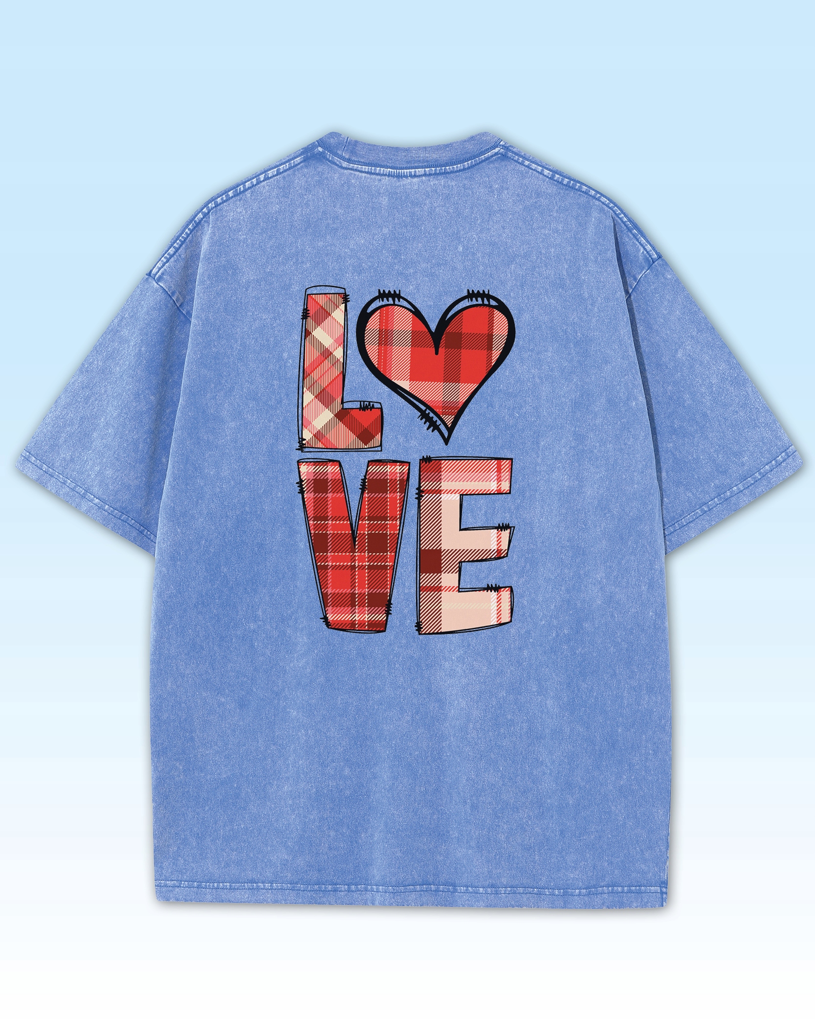 Tričko pánské oversize s oboustranným potiskem Láska Srdce světle modrá M