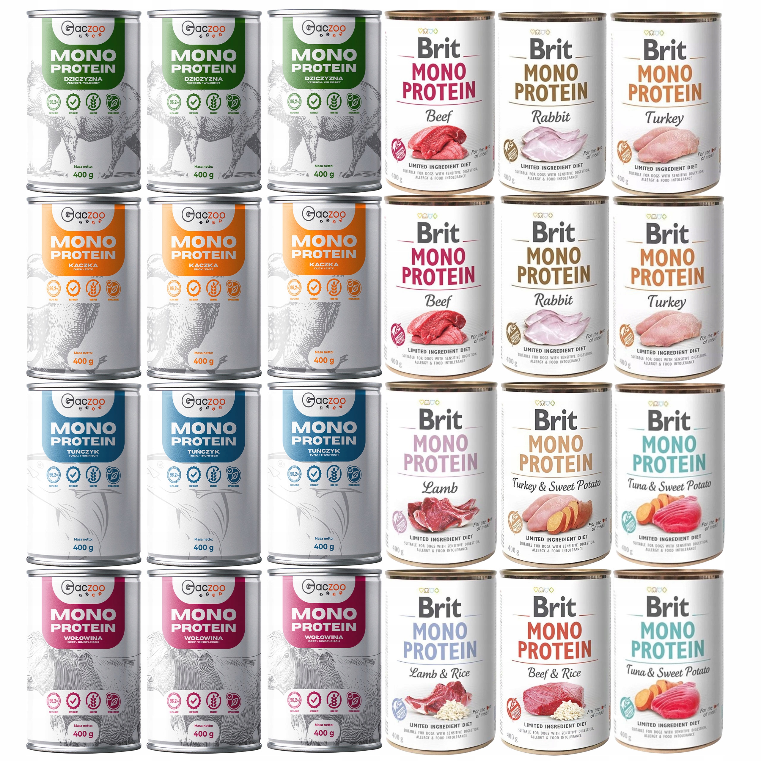 Levně Brit Gaczoo Mono Protein monoproteinové krmivo pro mokré psy mix chutí 24 x 400 g