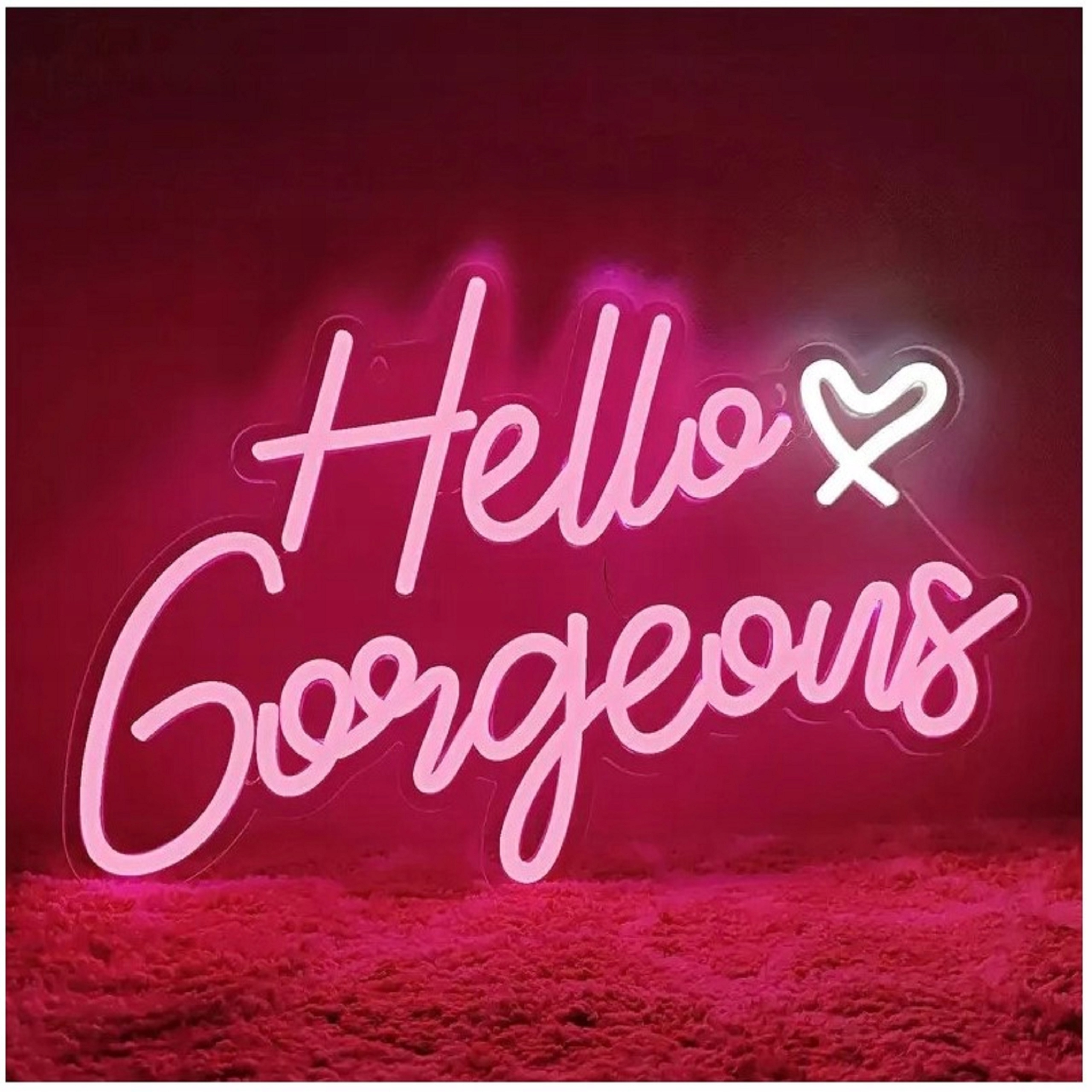 Neon Led Lampka Nocna Hello Georgeous Na Ścianę Tryb Ściemniania