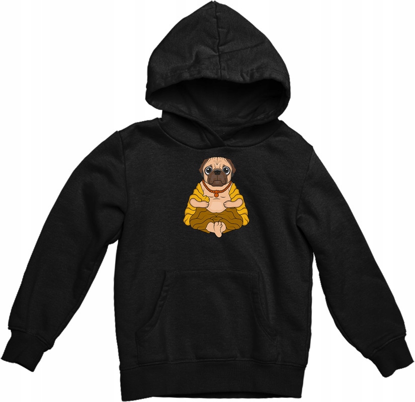 

Bluza Z Kapturem Mops Pies Czarna 2 S