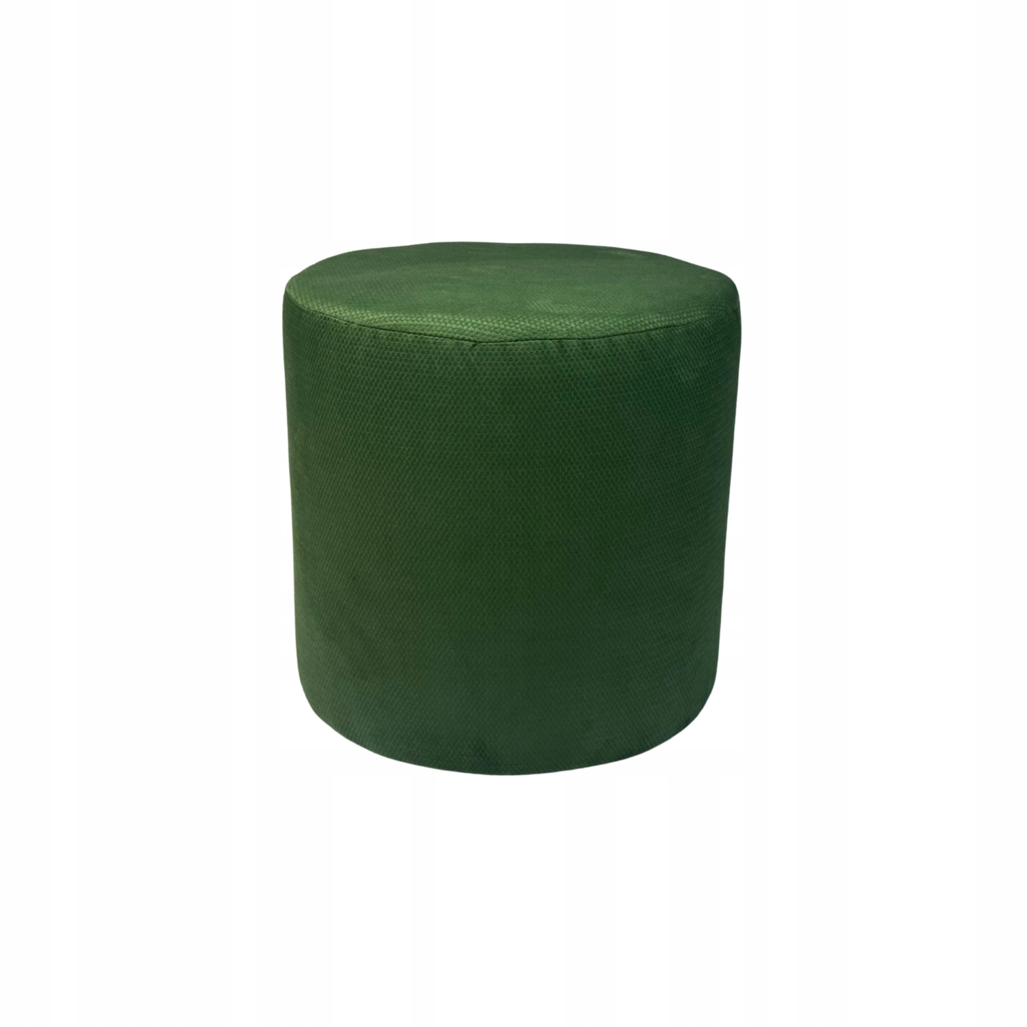 Taburet kulatá z makalu, jemný plyš s výstupky, tmavá zeleň