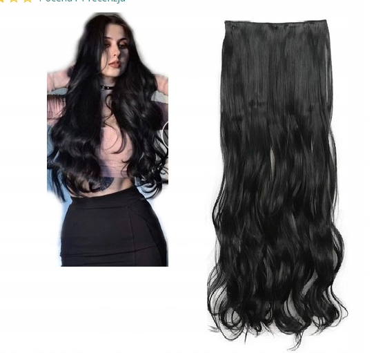 Włosy Clip In Ciemny Brąz Czarne Naturalna Czerń Falowane 50 CM 1436