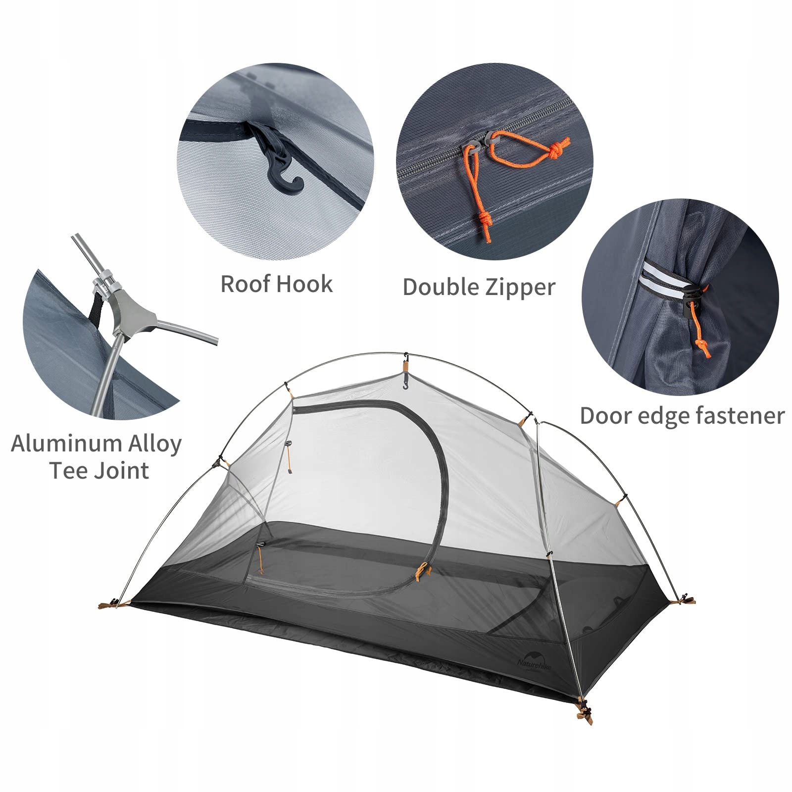 NATUREHIKE Ultralekkie Namiot Trekkingowy 1 Osobowy 3-4 Sezonowy Camping — miniatura 3
