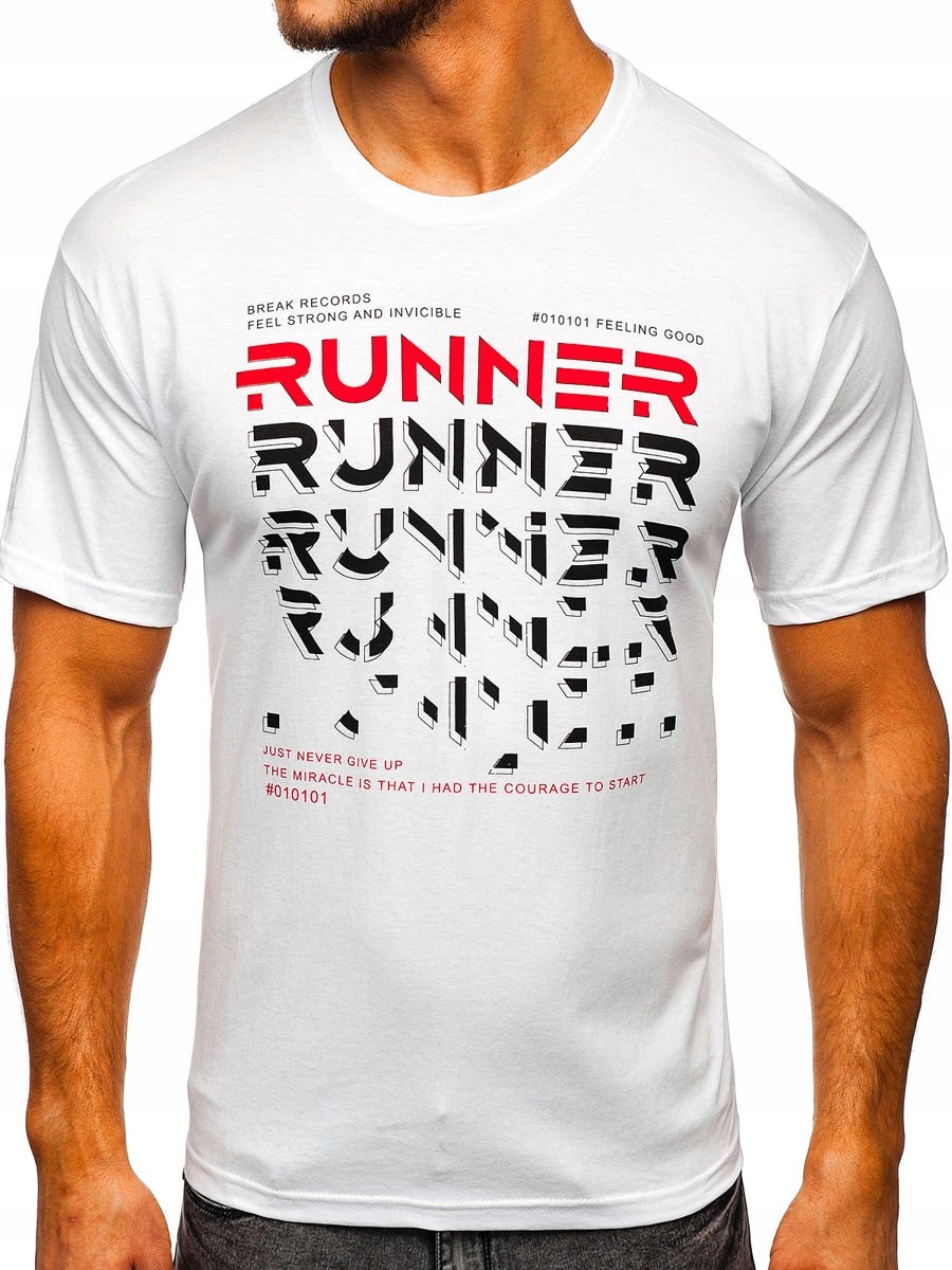 

T-shirt Męski Z Nadrukiem Biały 14336 Rozmiar_m