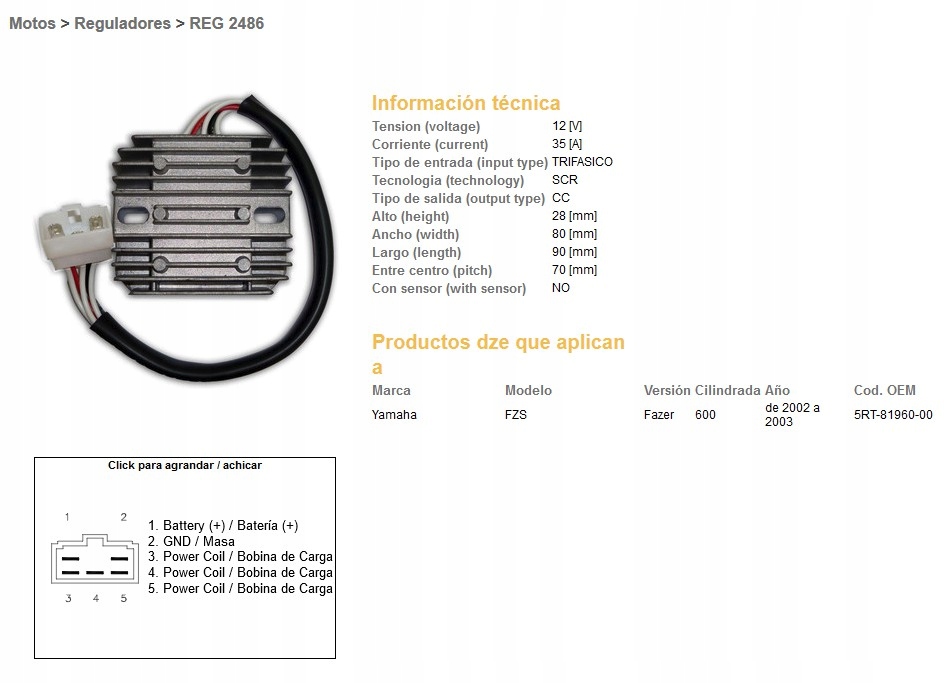 Dze Patrí Regulátor Napätia Yamaha FZS600 Fazer 02-03 (5RT-81960-00) 35A