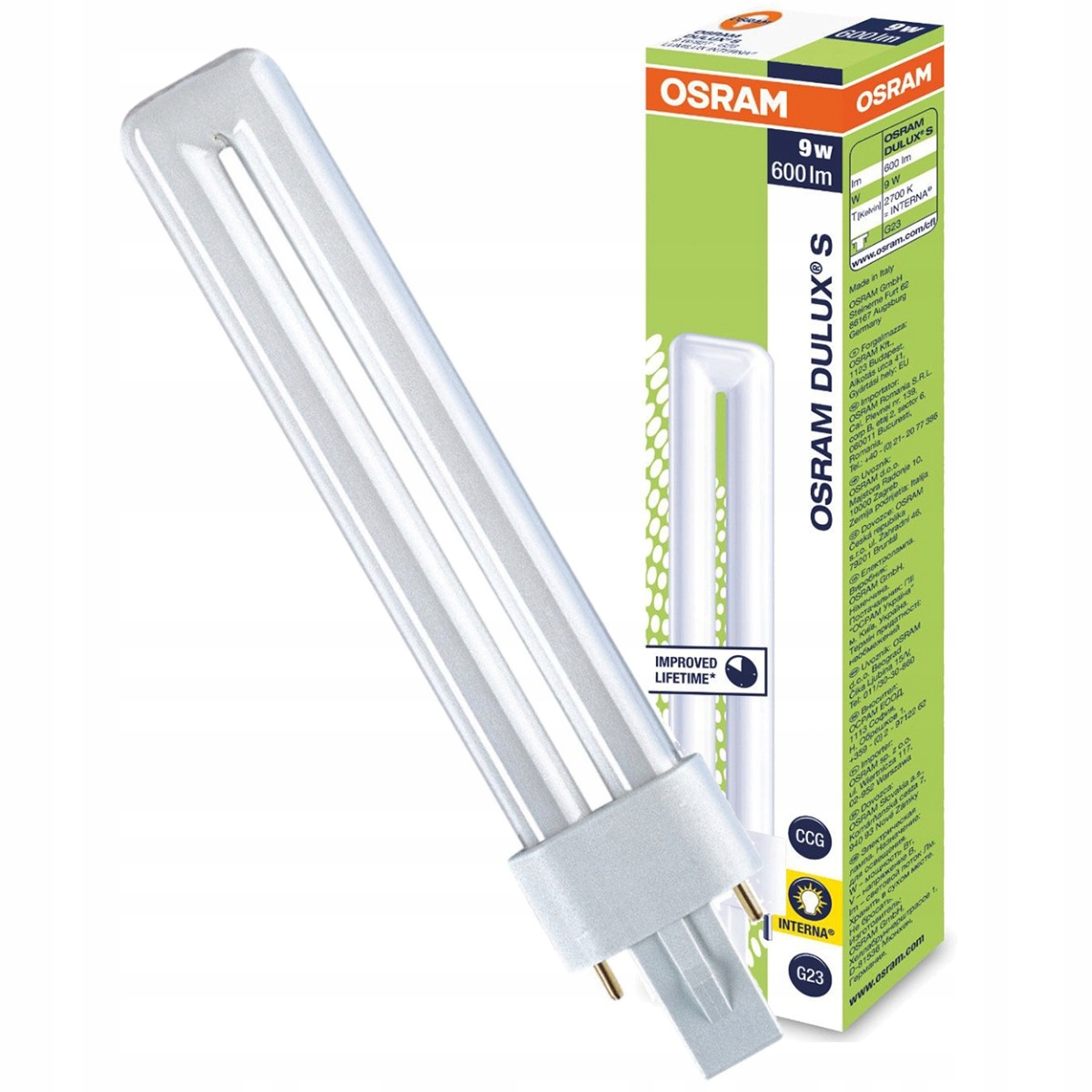 

Świetlówka G23 9W 600lm 2700K Ciepła Dulux S Osram