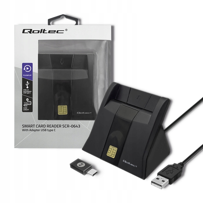 

Qoltec Inteligentny czytnik chipowych kart ID |usb