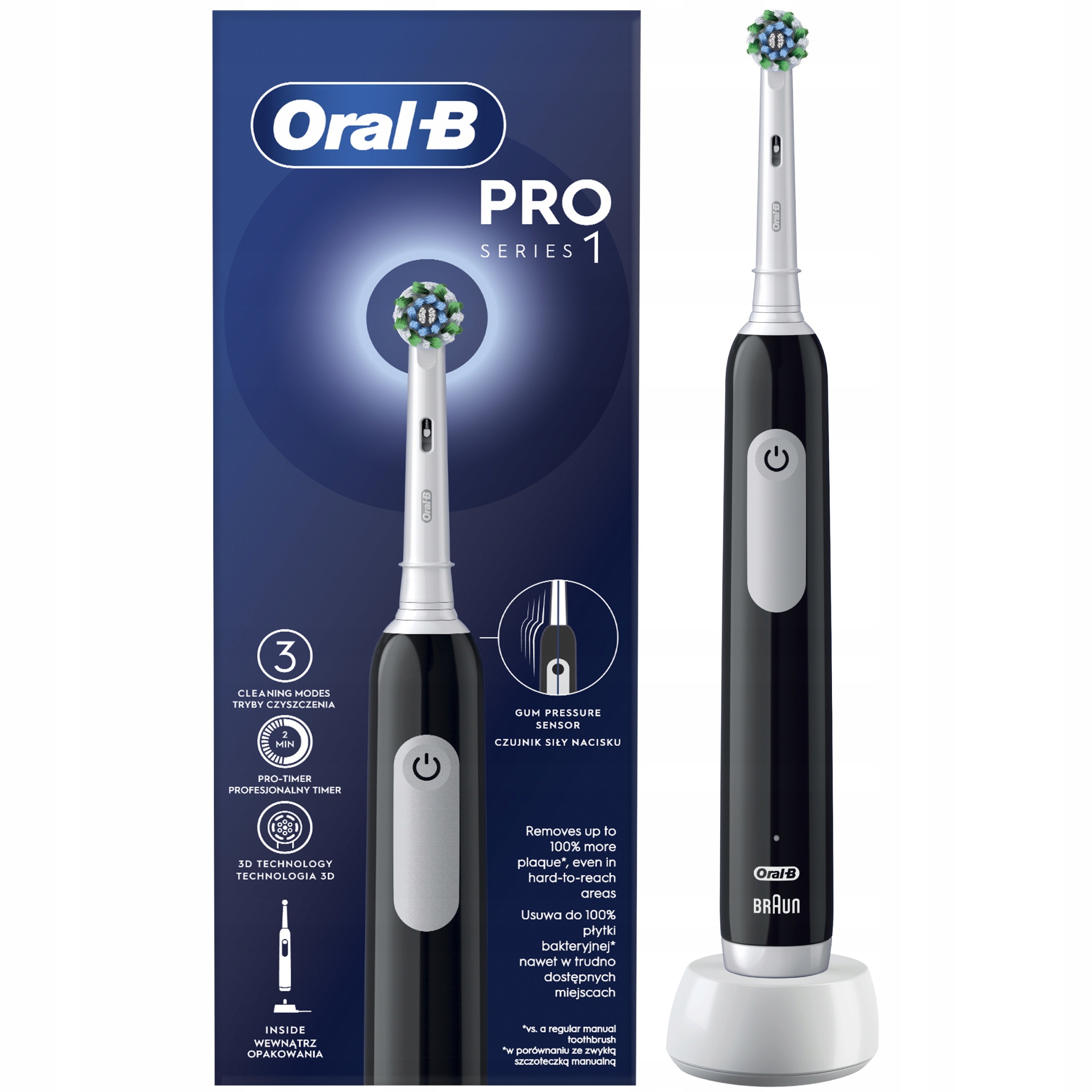 Obrotowa Szczoteczka Elektryczna do Zębów Oral-B Pro Series 1 Czarna Black
