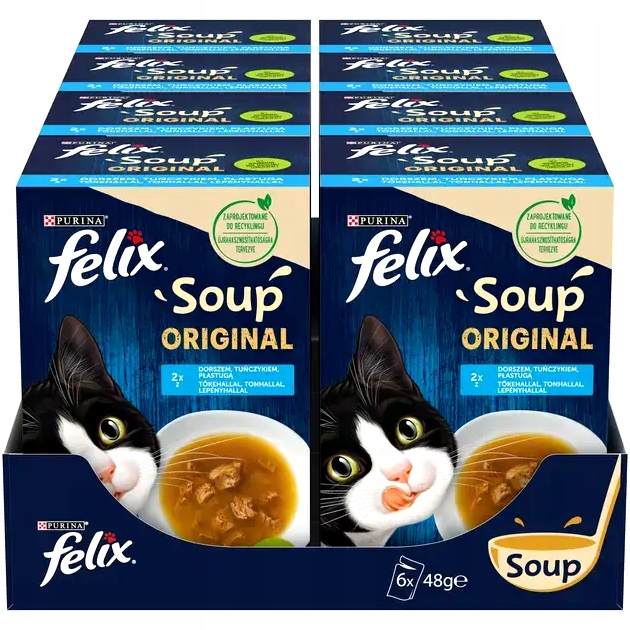 Levně Felix Soup Original Rybí příchutě Krmivo pro kočky 48 sáčků x48 g