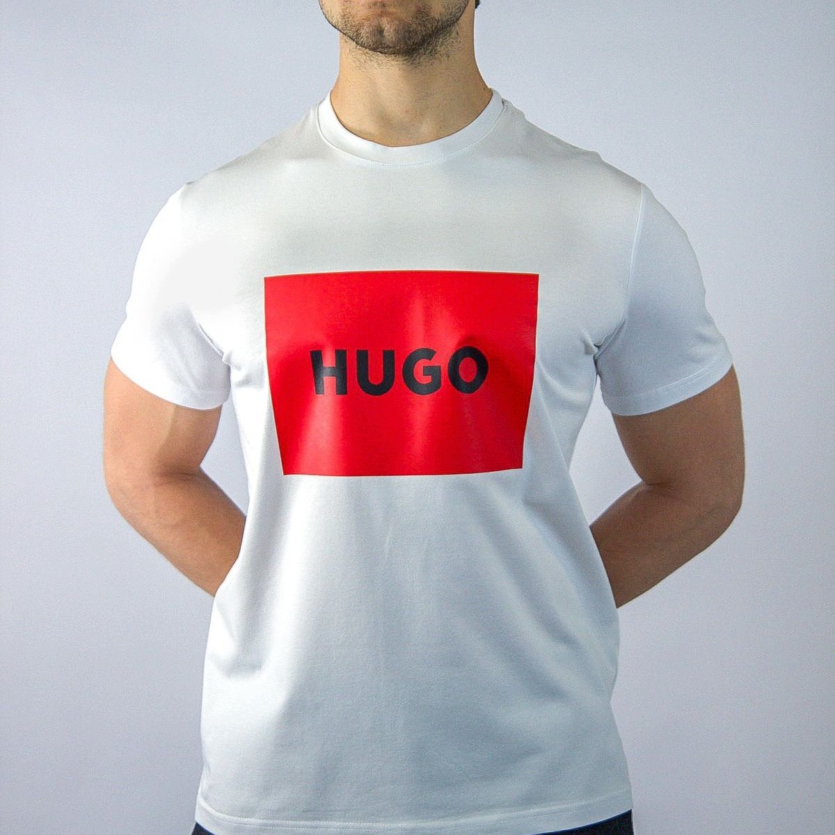 Hugo Pánské tričko Diragolino s logem, bavlna, bílá velikost L