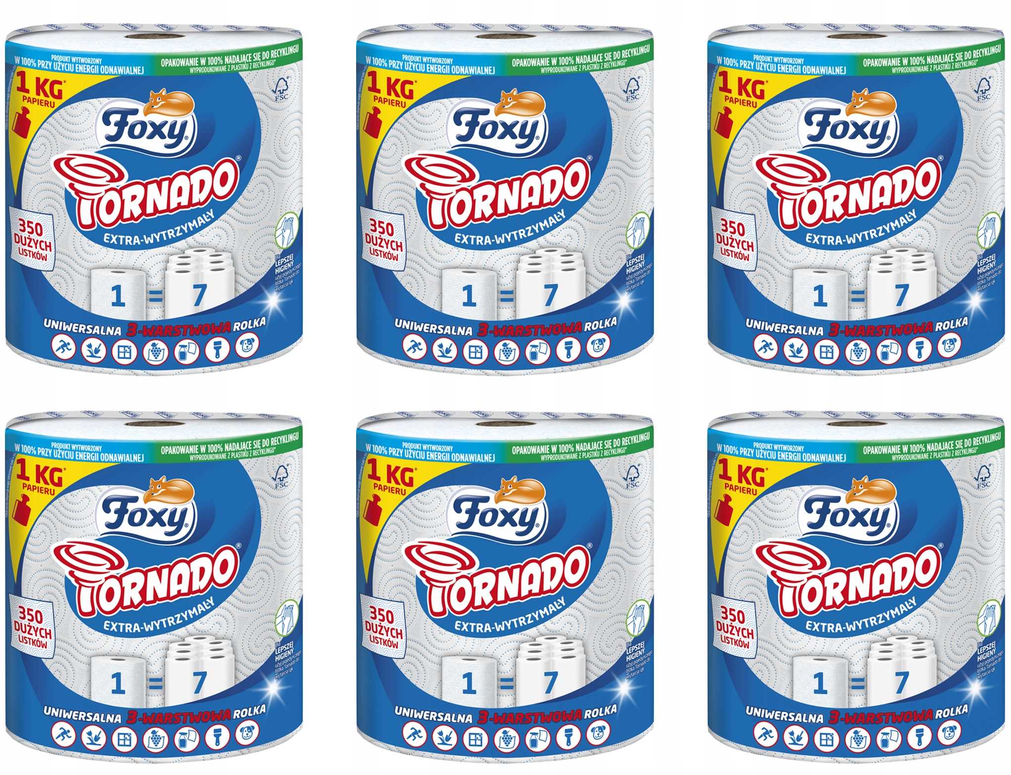 Levně Papírový Ručník Foxy Tornado Savý Sada 6 Kusů