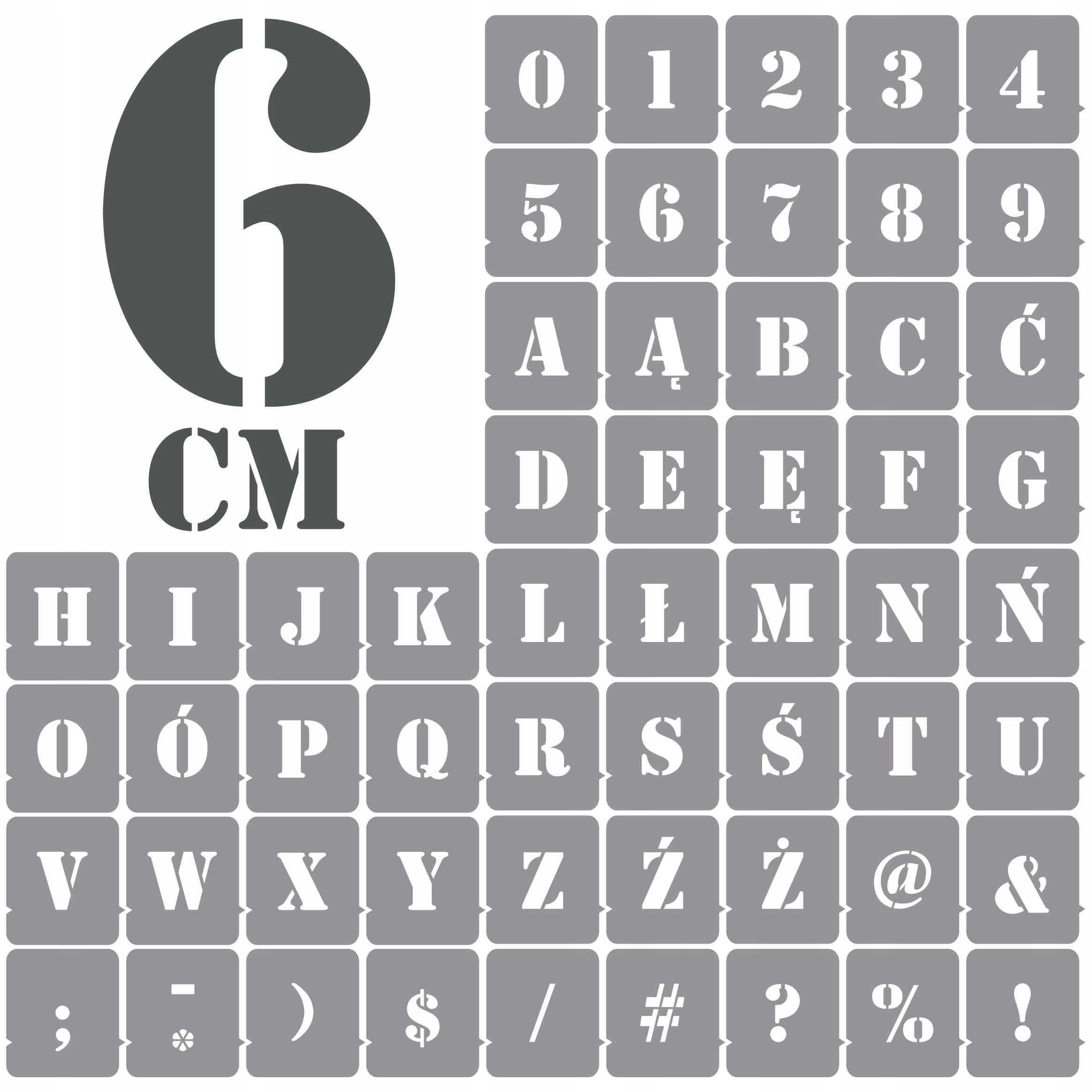 

Szablony malarskie Litery Cyfry 6 cm /wielorazowe/