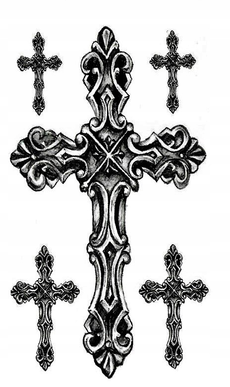 

Tatuaż tymczasowy zmywalny krzyż krzyże 5 sztuk