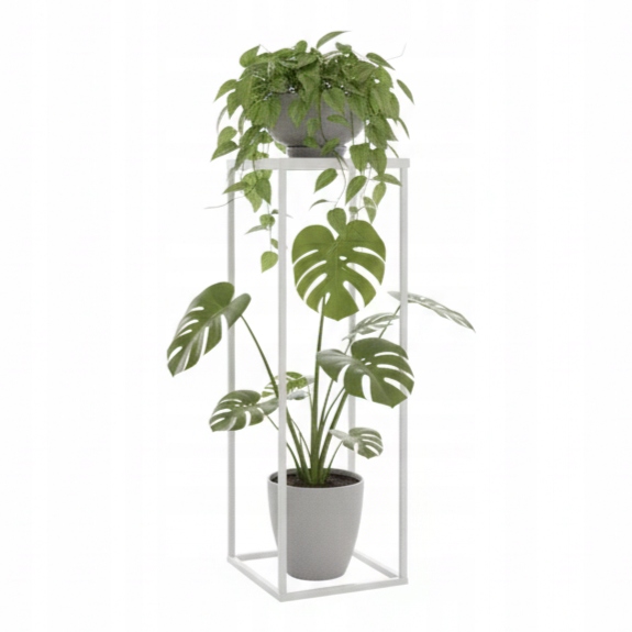 Stojan Držák Na Květináč Loft Kovový Bílý Pevný 60 cm