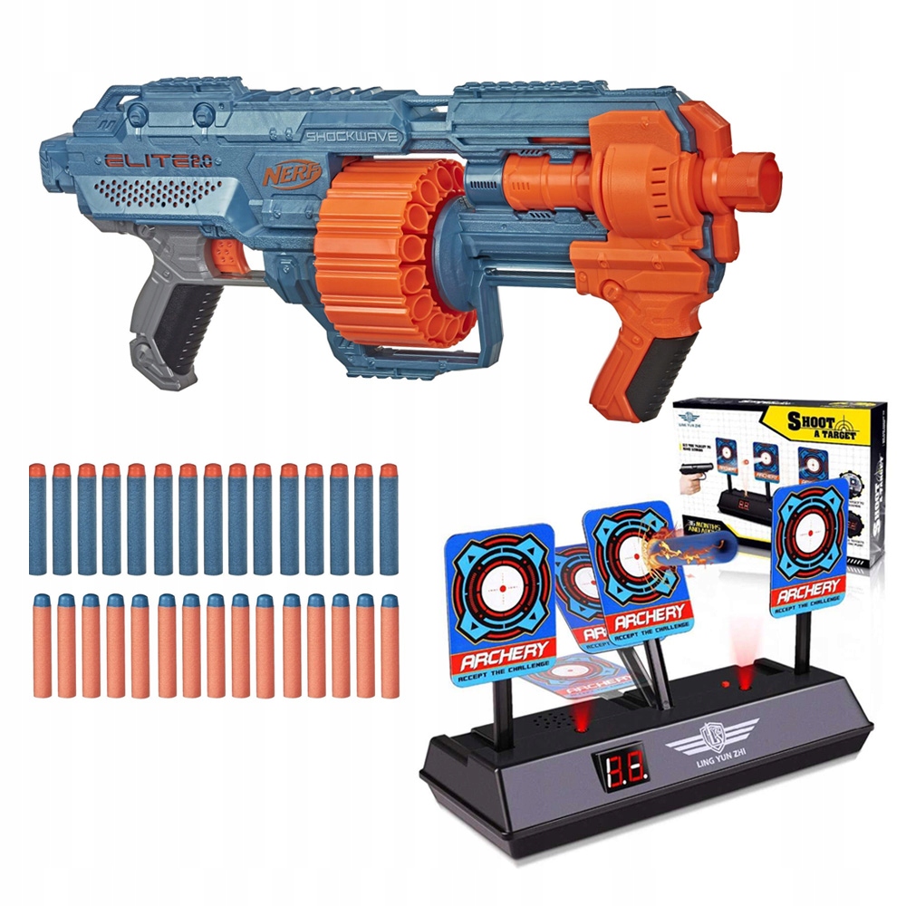 

Nerf Elite 2.0 Shockwave +elektroniczna Tarcza