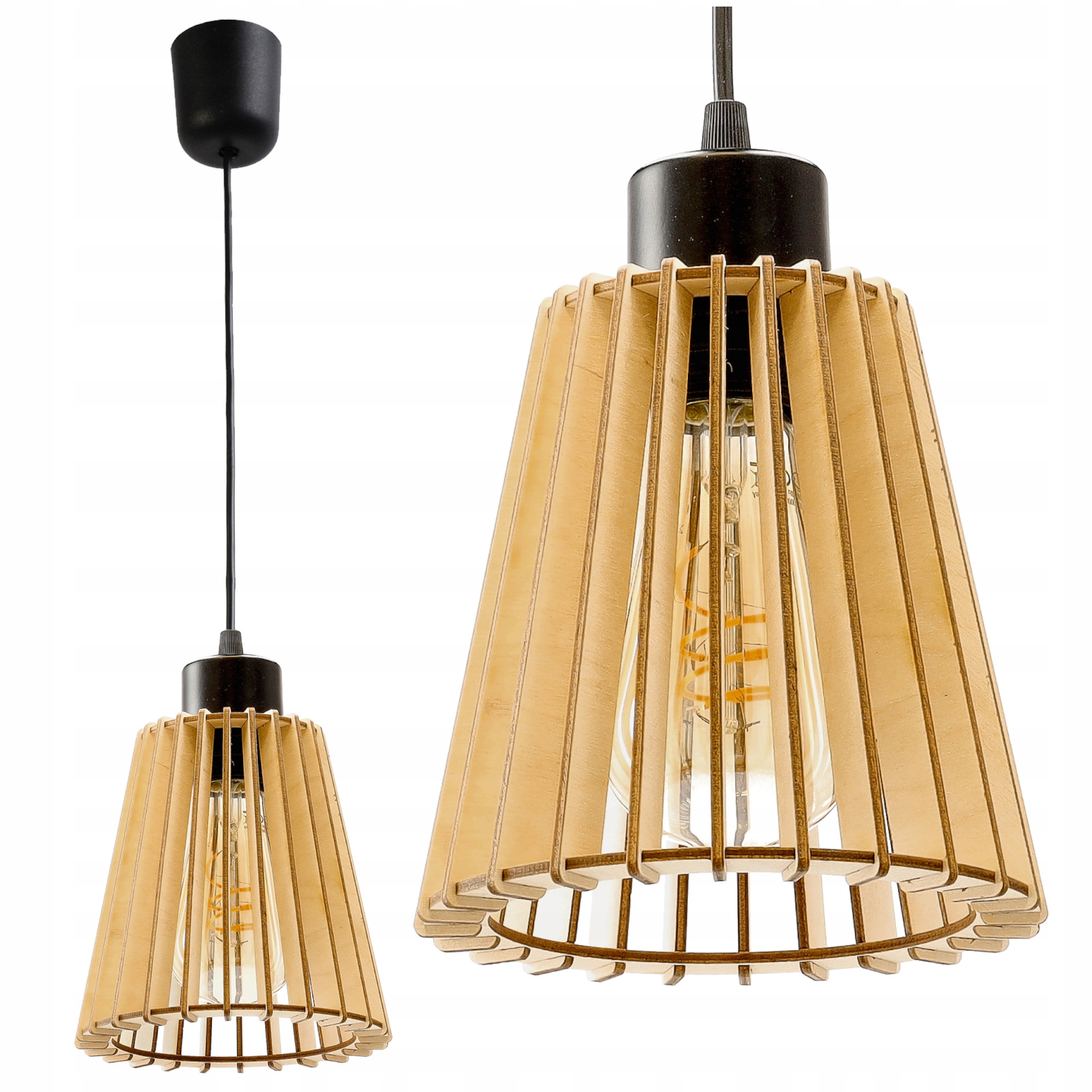 

Lampa Led Wisząca Sufitowa Drewniana 1xE27 Kubek