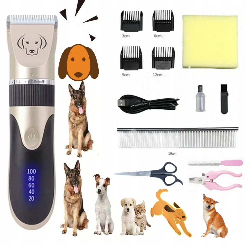 Levně Stroj Na Stříhání Psů-ciha Usb 4 Keramické Kombinace Nože 6 Příslušenství