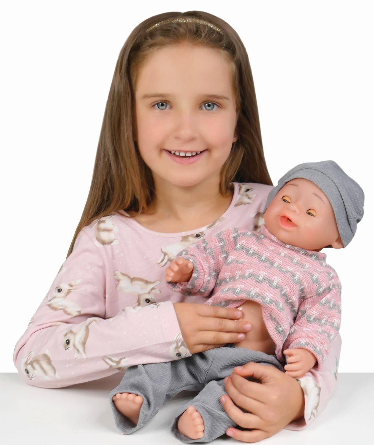 LALKA NATALIA SIKAJĄCA BOBAS 43 cm SIUSIA ŚMIEJE SIĘ GAWORZY Z NOCNIKIEM Płeć dziewczynki