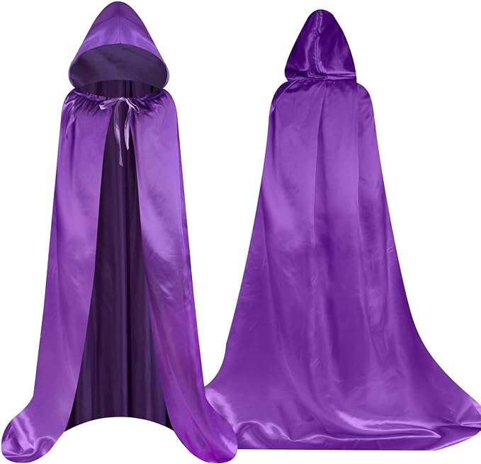 Halloween Plášť S Kapucí Fialová Čarodějka Čaroděj Kostým