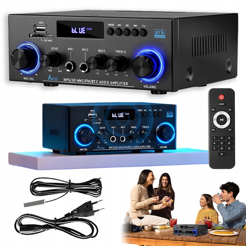 Digitální Audio Zesilovač AK50 800W Bluetooth Karaoke Usb Sd Dálkové Ovládání
