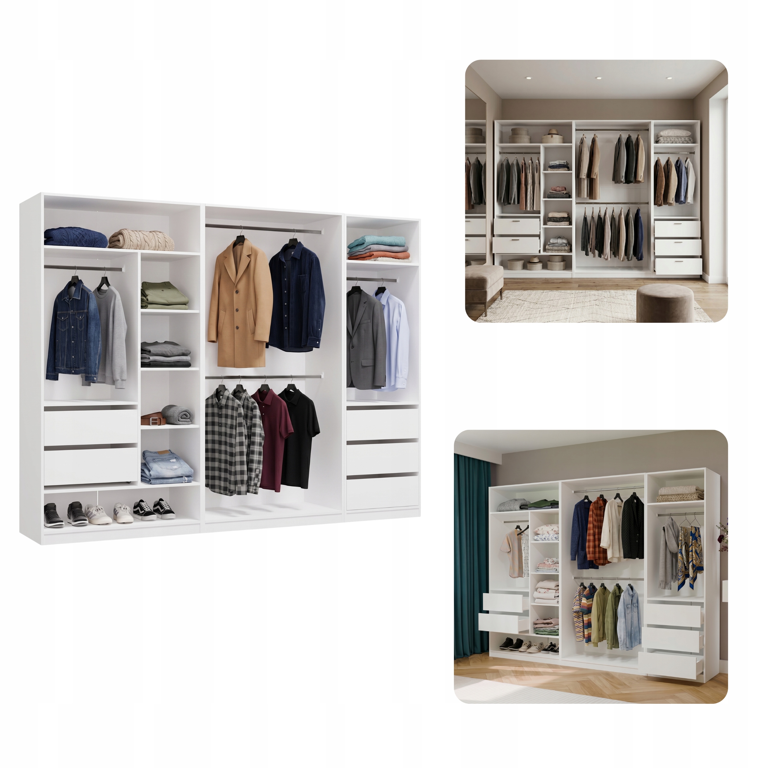 Zestaw Garderoba Modułowa Openo Do Sypialni 260X200CM Biała