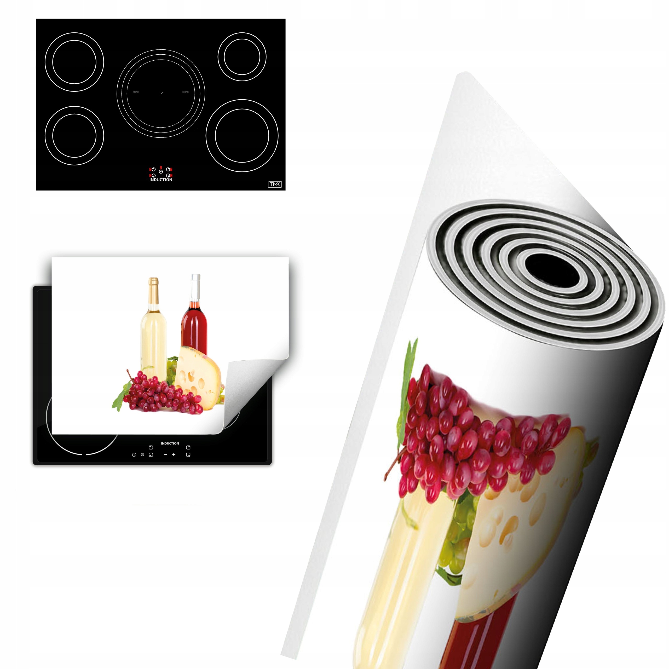 WINYLOWA OCHRONA NA INDUKCJĘ BLAT 80x52 Wino - biała