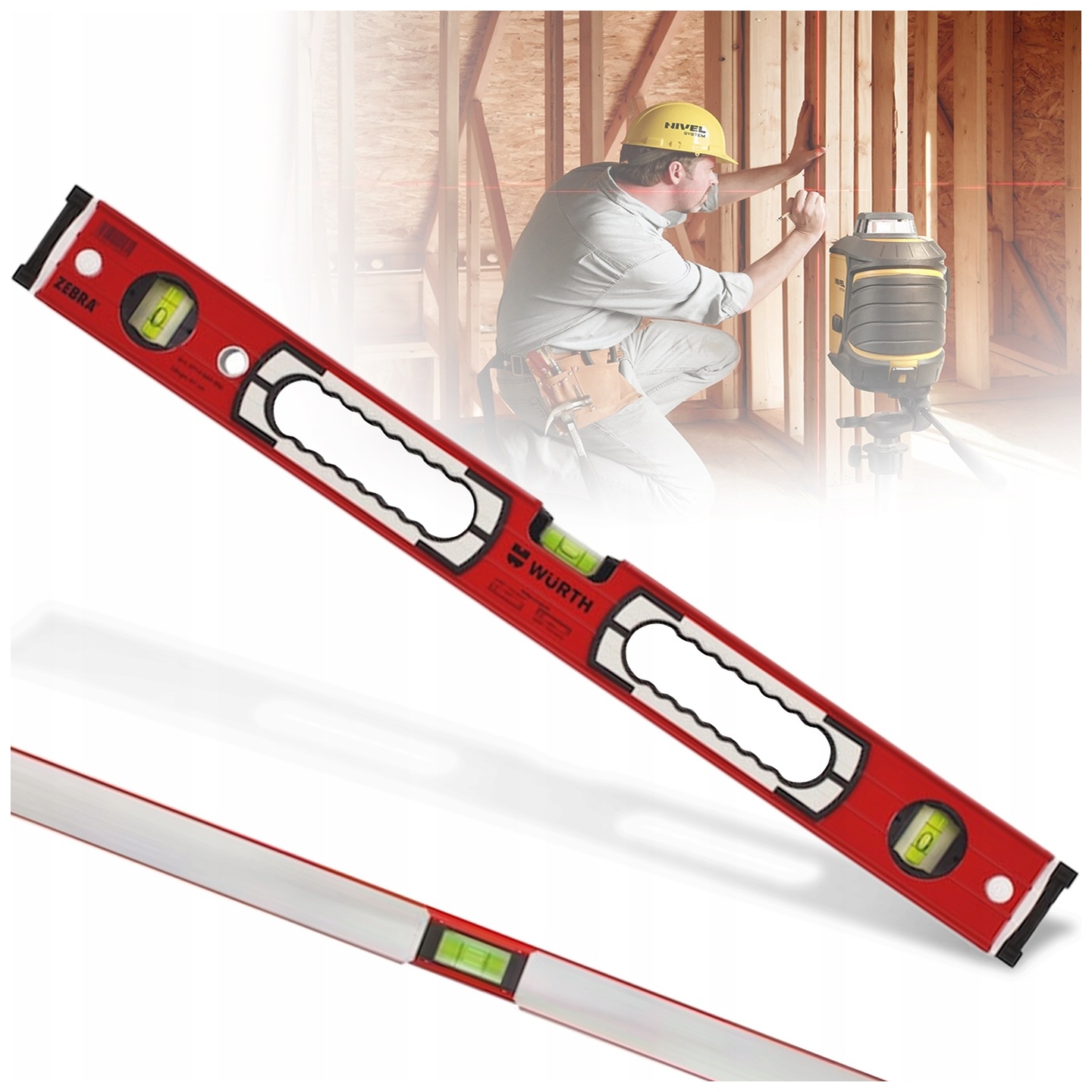 Vodováha s rukojetí Přesná elektrostatická 122 cm Wurth