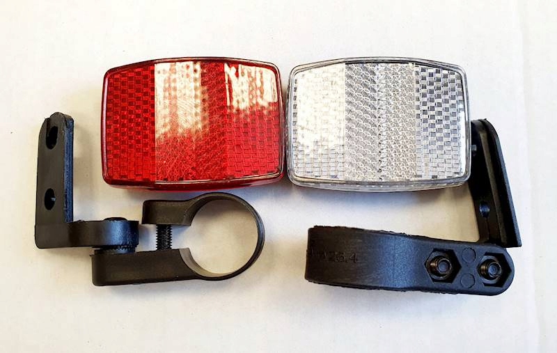 Odblaski rowerowe komplet PRZÓD + TYŁ z mocowaniem