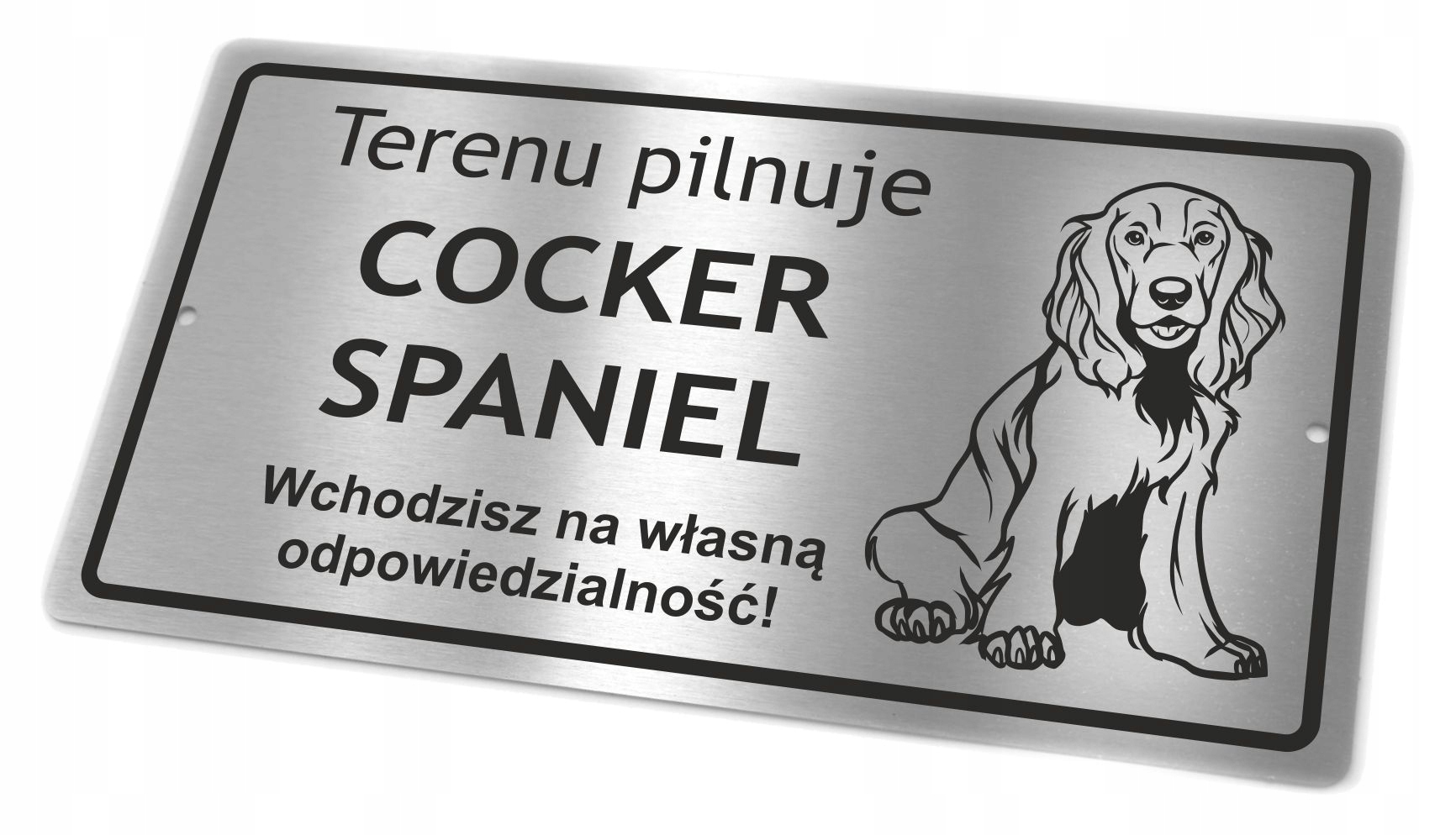 

Tabliczka stalowa Inox Uwaga Pies Cocker Spaniel