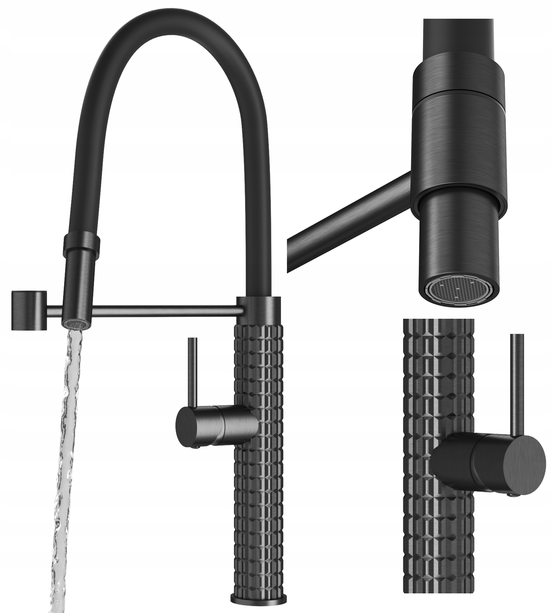 Kuchynská Batéria S Flexibilným Výtokom Do Umývadla Fano Gun Grey