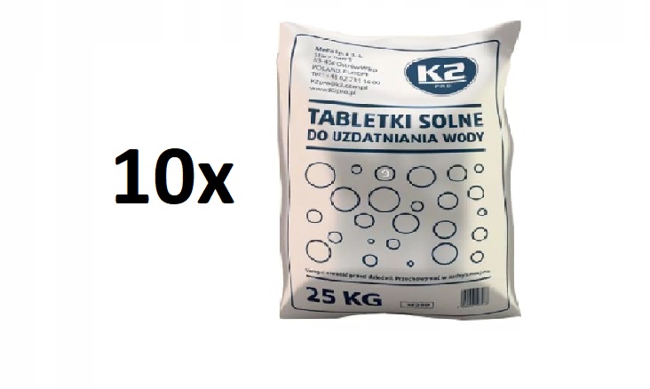 10X K2 SÓL TABLETKOWA 25KG. M299 TABLETKI SOLNE DO