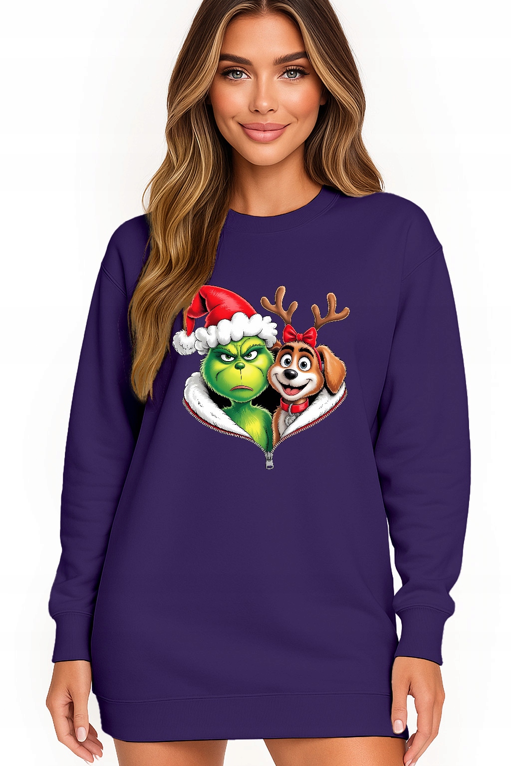 Mikina Vánoční Oversize Šaty Grinch Sob Dárek Vánoce L
