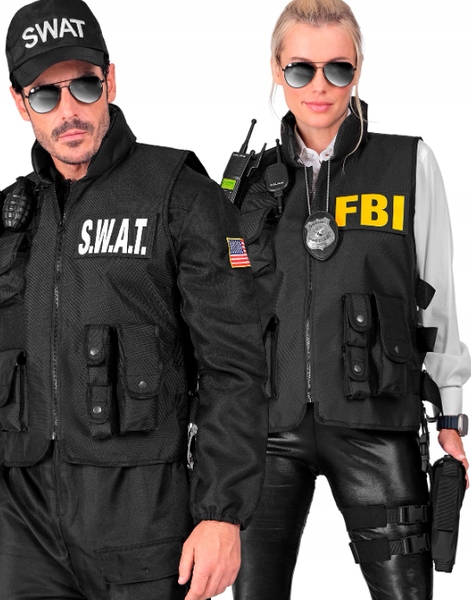 Kostým Černá Vesta Police Fbi Swat Převlek Příslušenství Karneval L/XL