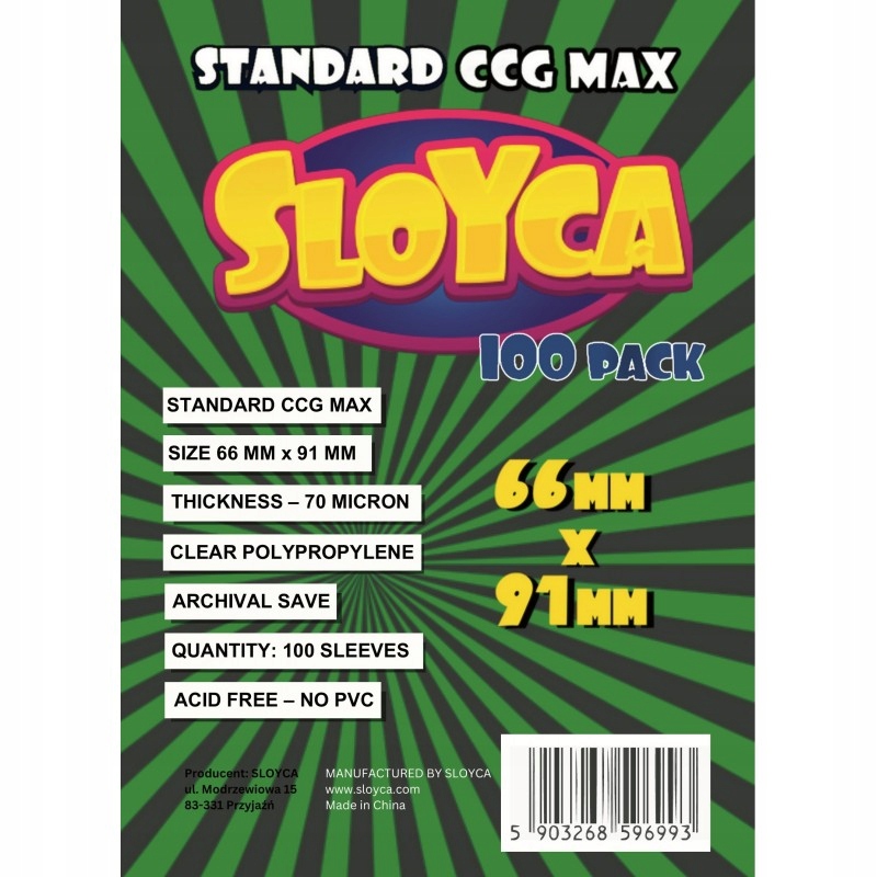 Sloyca Koszulki Standard Ccg Max (66x91mm) 100 szt.