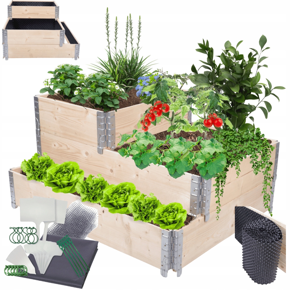 Kaskádový vyvýšený záhon s nastavitelnou impregnací Fólie Kbelíky 60x120x100