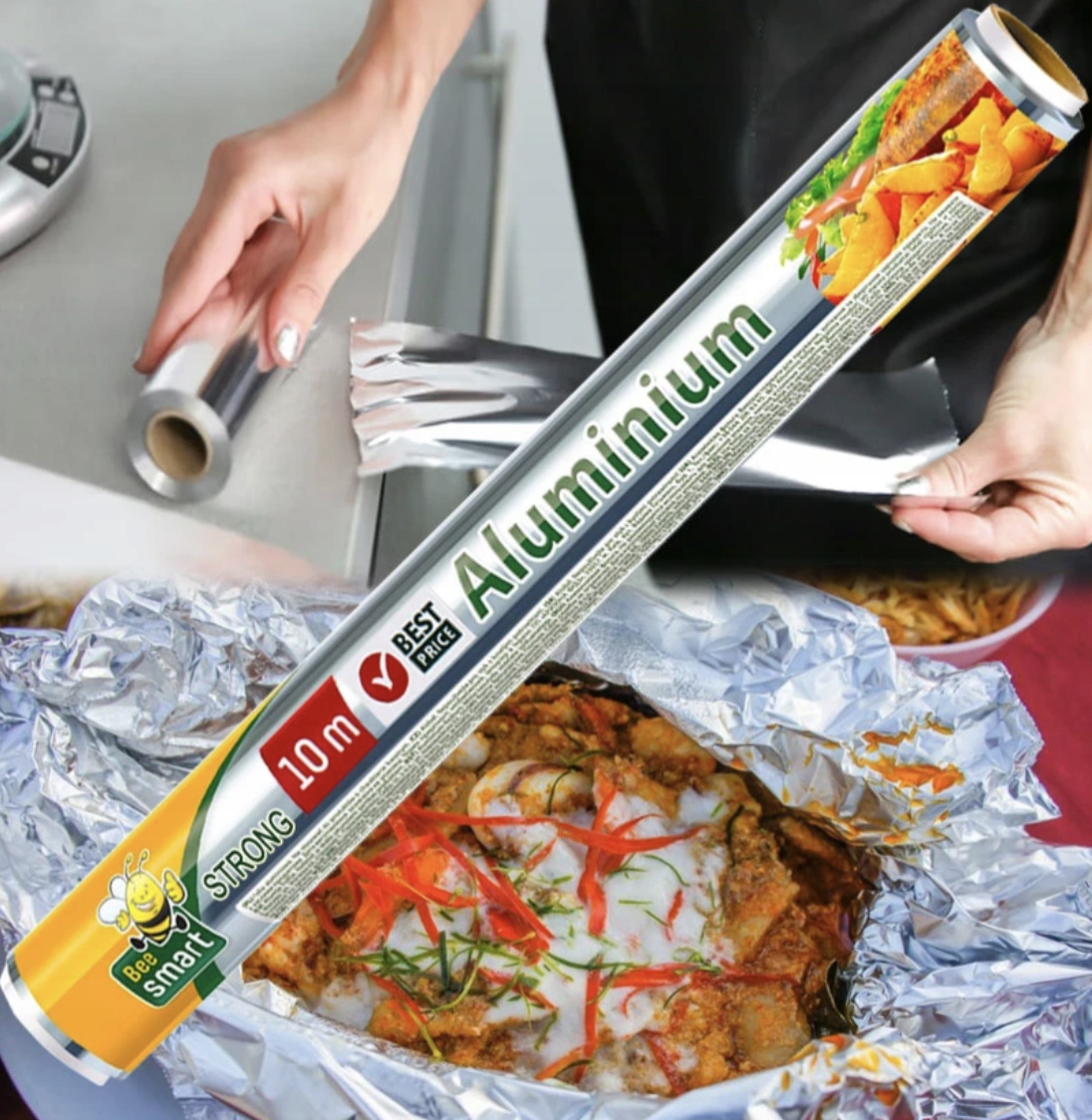 FOLIA ALUMINIOWA SPOŻYWCZA GRUBA MOCNA GASTRONOMICZNA do żywności 10m Marka Ravi